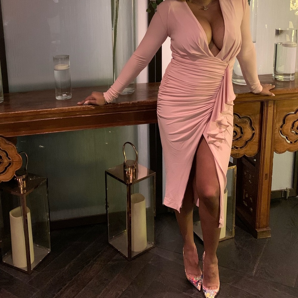 MIDI long sleeve Pink dress